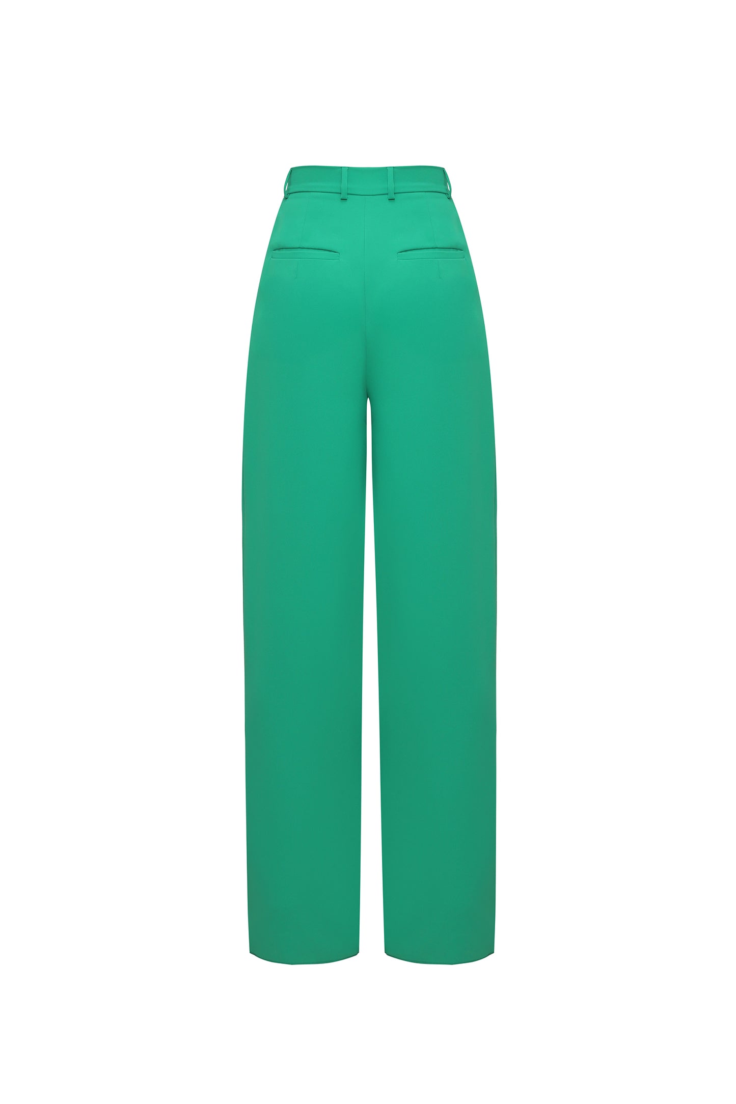Pleated trousers in green silk