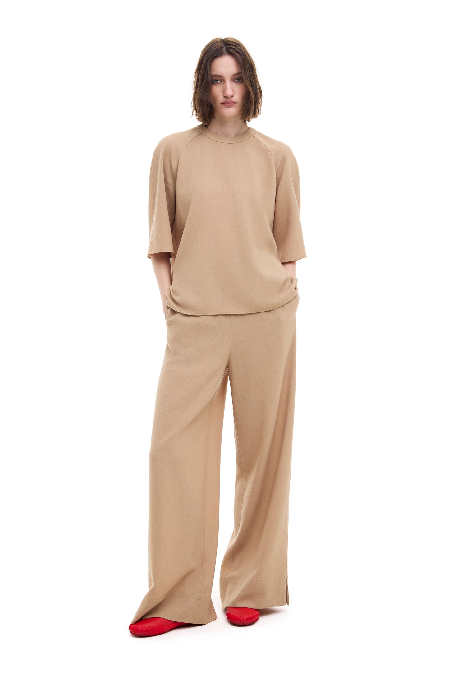T-shirt in wool beige