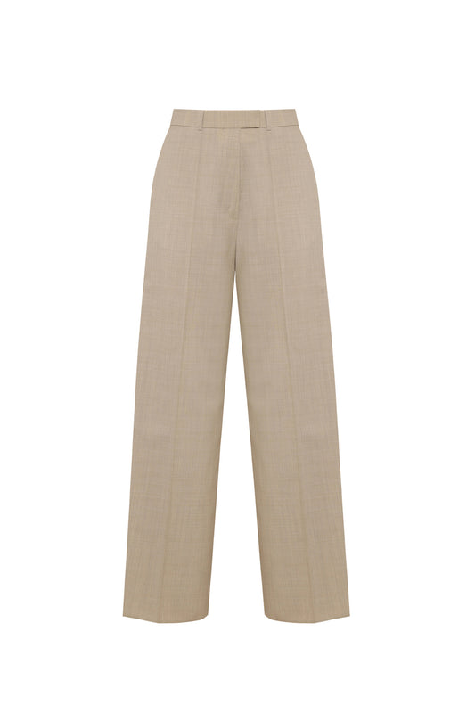 Straight leg trousers in light beige