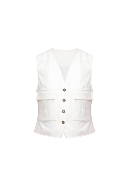 Cotton vest with patch pockets