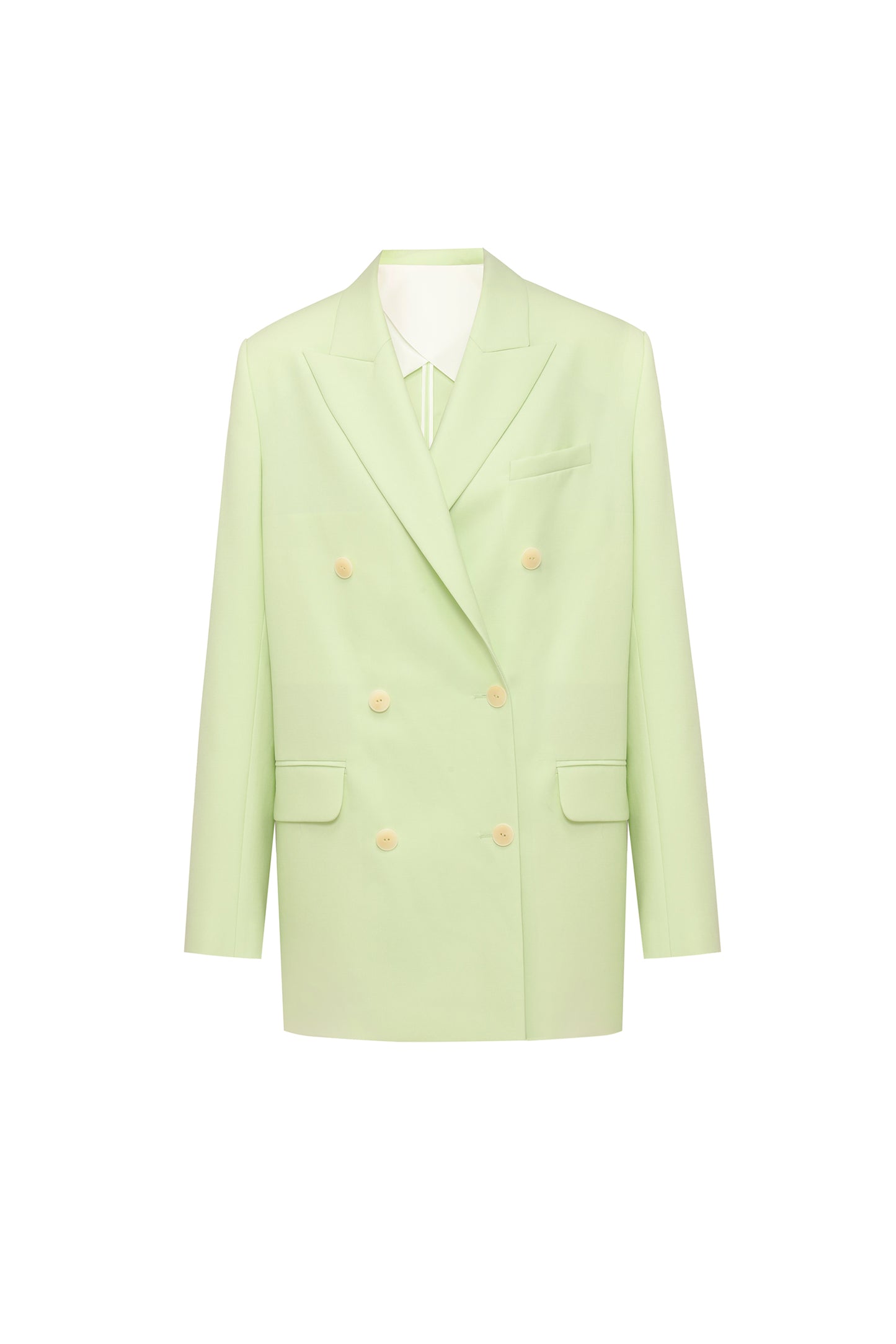 Double-breasted jacket in lime green