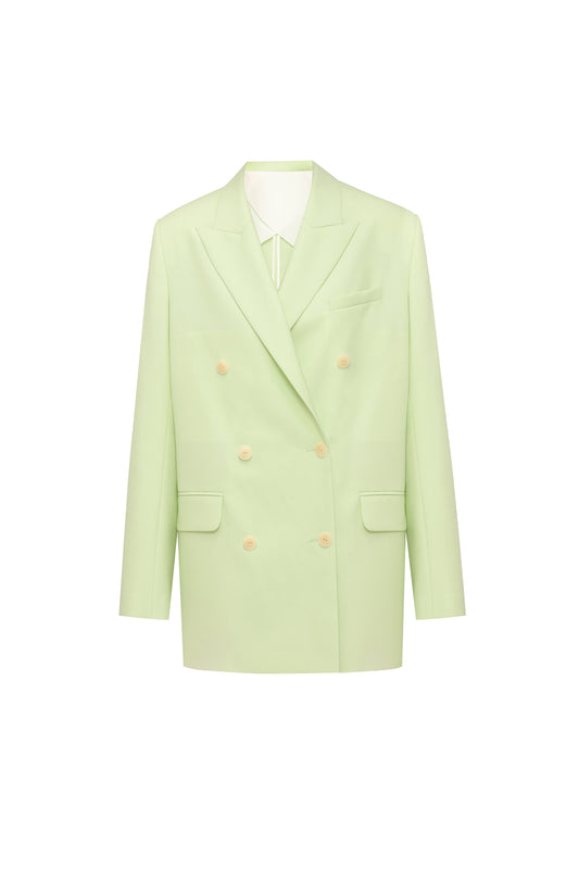 Double-breasted jacket in lime green