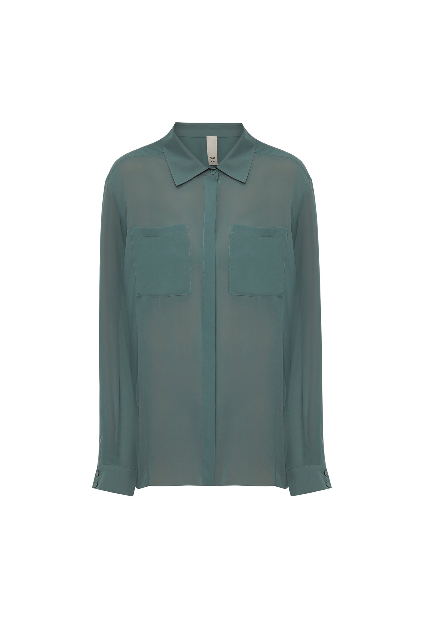 Silk blouse with patch pockets at the front