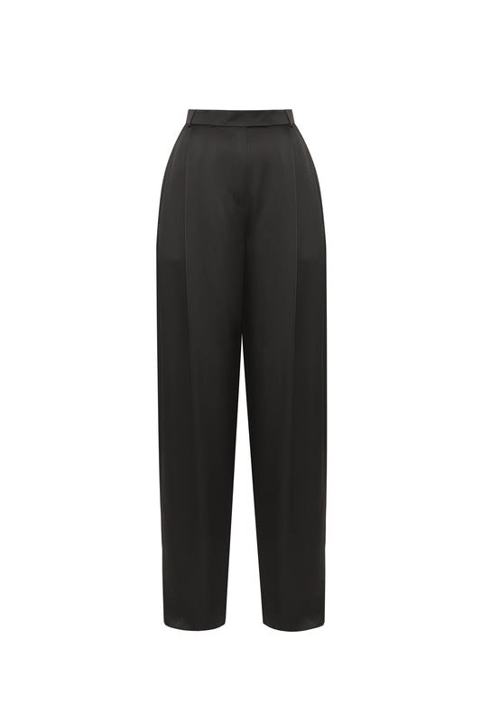 Silk pleated trousers