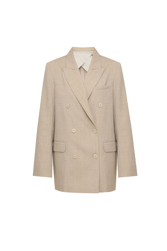 Double-breasted jacket in light beige