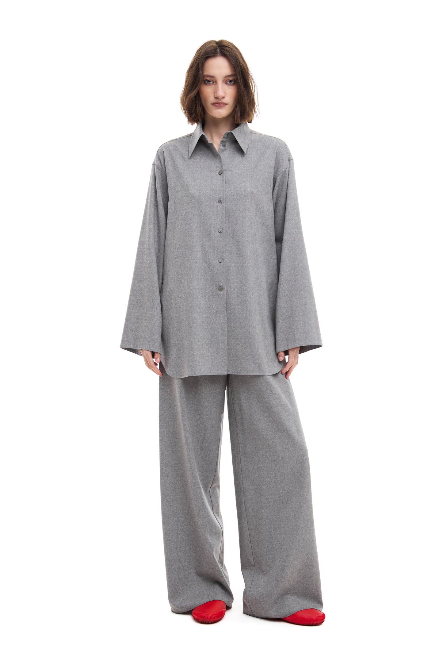 Wide-leg trousers light grey