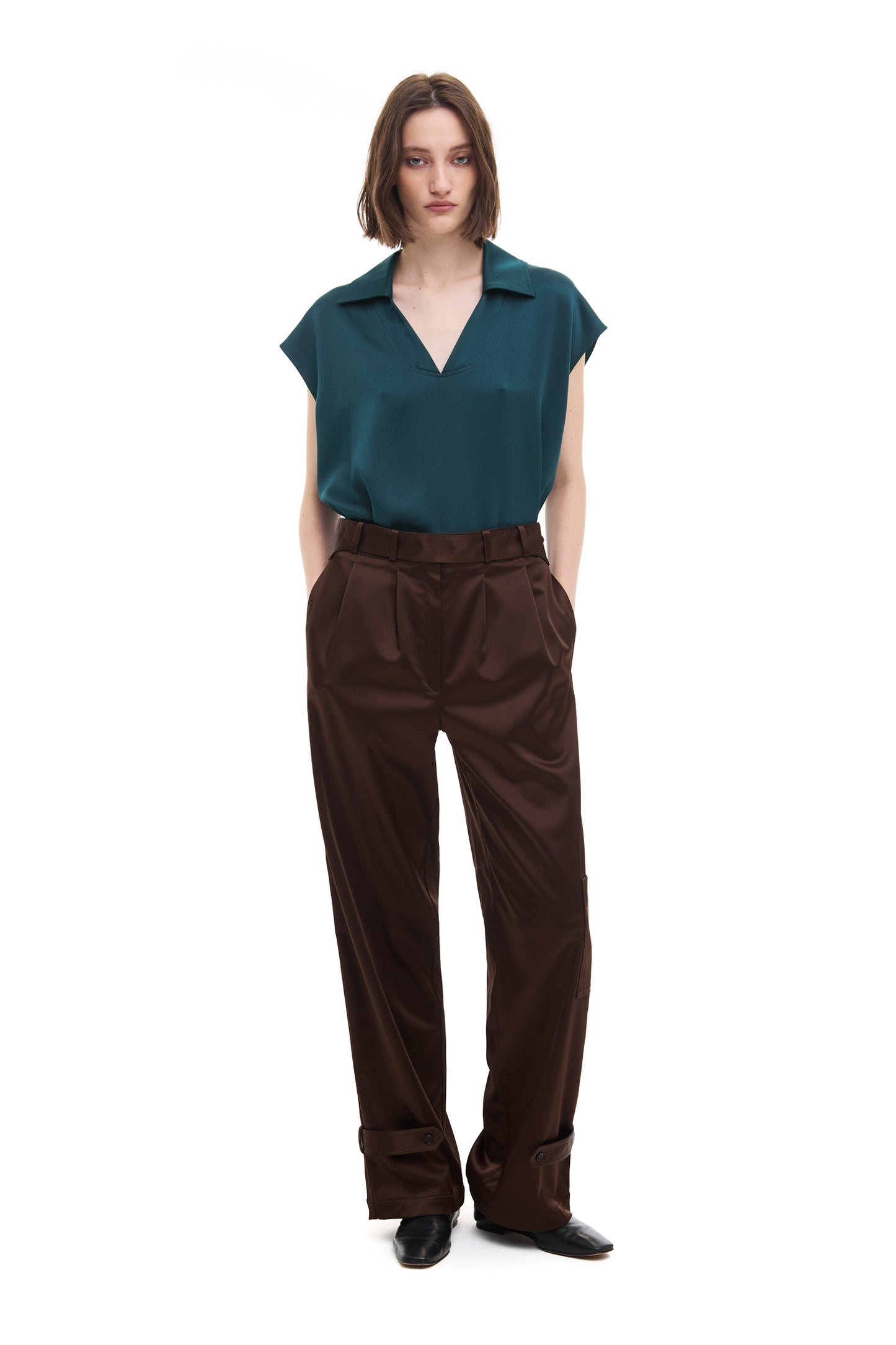 Cargo trousers in silk