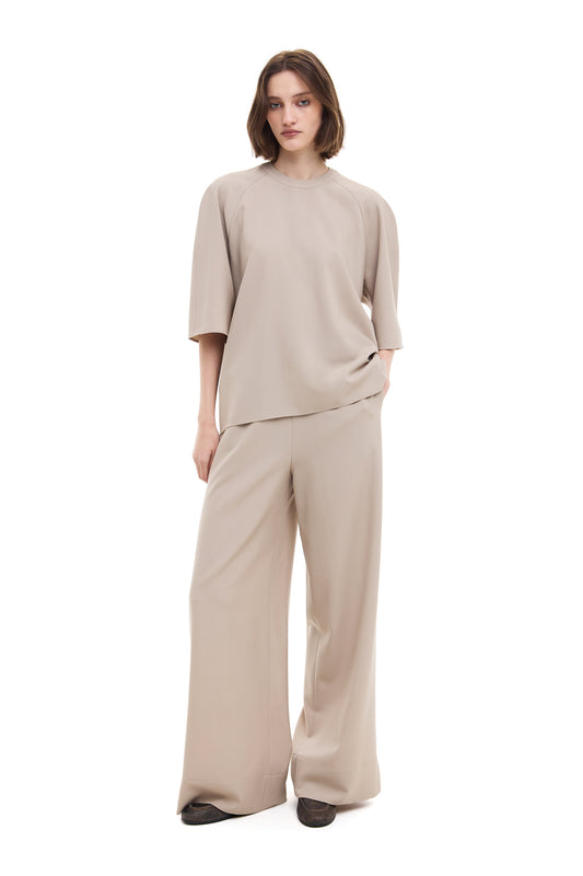 Wide leg trousers light beige