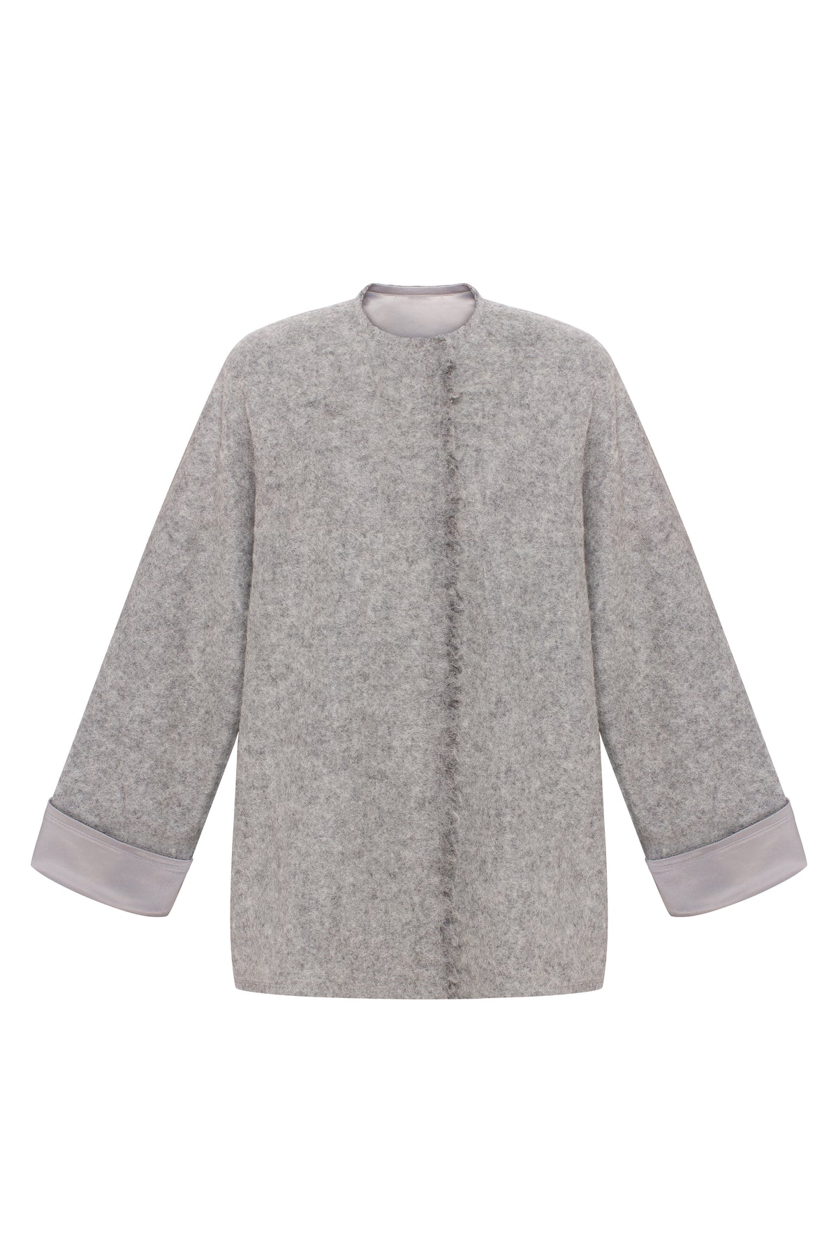 Mohair crop coat in grey