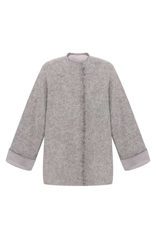 Mohair crop coat in grey