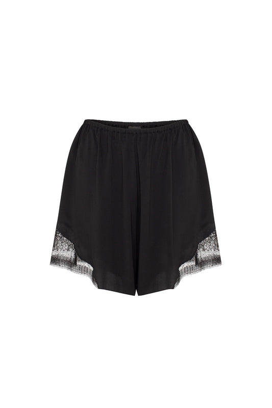 Silk shorts with lace