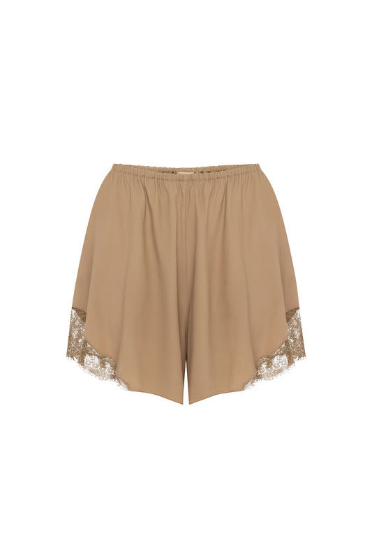 Silk shorts with lace